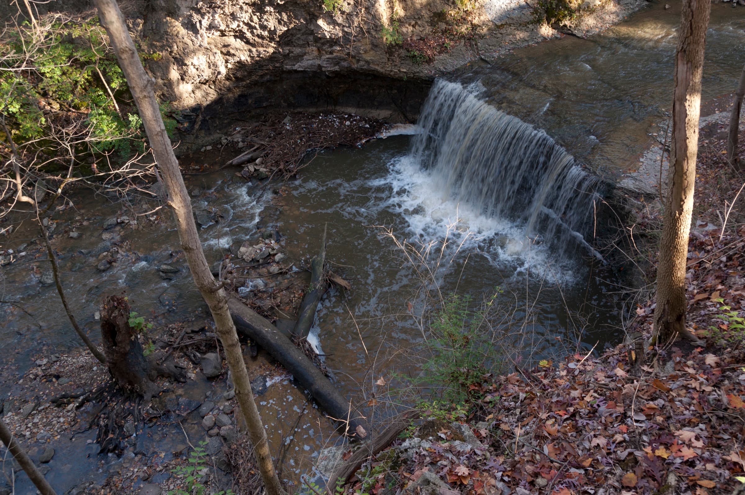 The waterfall at Indian Run Falls park in Dublin, Ohio